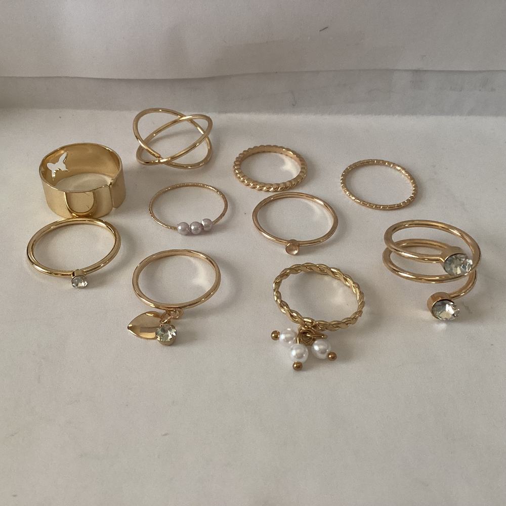 4066 NIP Set of 10 Gold Stacking Rings Bohemian Style Gold Ring Set